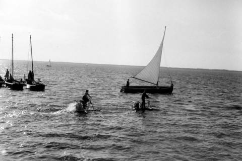 ARH NL Dierssen 1205/0004, Mutter von Dierssen und Hermsdorfer mit Wasserrädern auf dem Steinhuder Meer, Steinhude, 1952