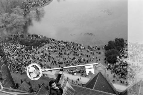 ARH NL Dierssen 1274/0005, Werbetour des Stuntman Arnim Dahl für den Film "Klettermaxe", Hannover, 1954