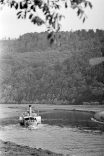 ARH NL Dierssen 1278/0003, Dampfer auf der Weser, Bodenwerder, 1954