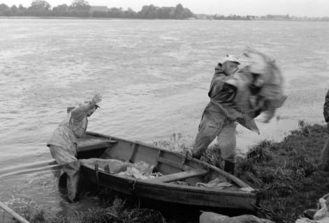 ARH NL Dierssen 1360/0001, Weserhochwasser wird eingedämmt (Technisches Hilfswerk und britische Truppen), Hoya, 1956