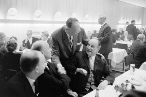 ARH NL Dierssen 1418/0027, Parlamentarischer Abend im Landtag mit Ministerpräsident Georg Diederichs, Finanzminister Jan Eilers, Landtagspräsident Richard Lehners und Presse, Hannover, 1963