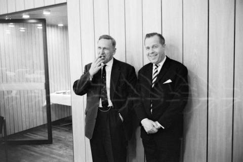 ARH NL Dierssen 1419/0014, Parlamentarischer Abend im Landtag mit Ministerpräsident Georg Diederichs, Finanzminister Jan Eilers, Landtagspräsident Richard Lehners und Presse, Hannover, 1963