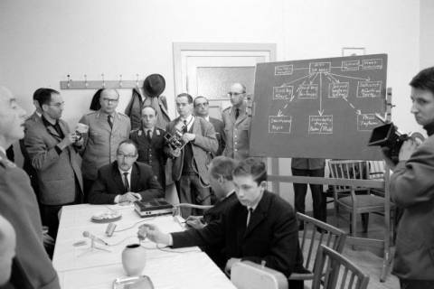 ARH NL Dierssen 1436/0014, Pressekonferenz zum Schießunglück auf dem Truppenübungsplatz Bergen-Hohne am 9. April 1964, Münster, 1964