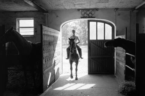 ARH NL Dierssen 1611/0007, Springreiter Hermann Schridde auf einem Pferd, Meißendorf, zwischen 1968/1969