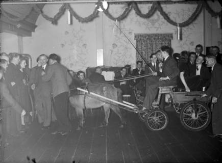ARH NL Dierssen G 140, Kutschfahrt im Saal des Ratskellers bei einer Feier des Reiterverein, Springe, 1949
