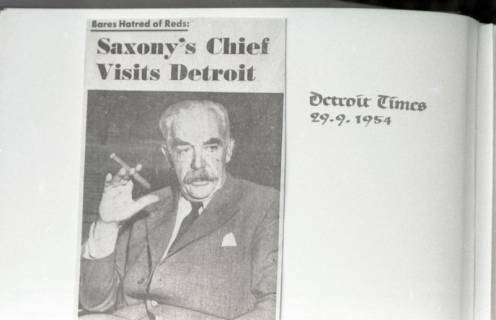 ARH NL Koberg 4976, Ausschnitt aus der Detroit Times vom 29.09.1954, "Niedersachsens Ministerpräsident besucht Detroit", nach 1954