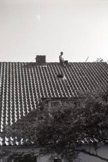 ARH NL Koberg 5385, Mann auf einem Dach, Insel Neuwerk, 1958