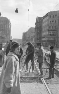 ARH NL Koberg 926, Straßenbahngleisarbeiten in der Georgstraße, Hannover, 1971