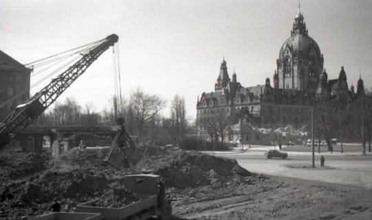 ARH NL Koberg 9763, Bauarbeiten am Neues Rathaus, Hannover, 1949