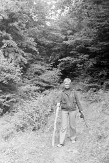 ARH NL Mellin 02-099/0007, Frau von Mellin? beim Wandern im Wald, Niederösterreich?, ohne Datum