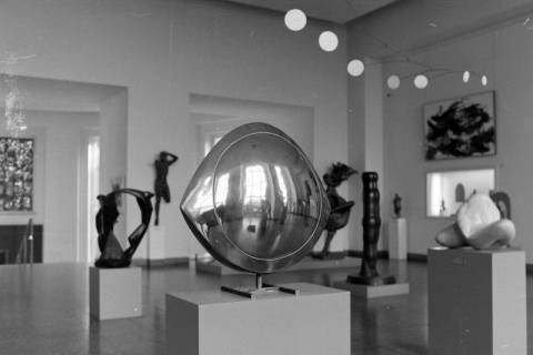 ARH NL Mellin 02-184/0008, Skulpturen in einer Kunstausstellung, um 1970