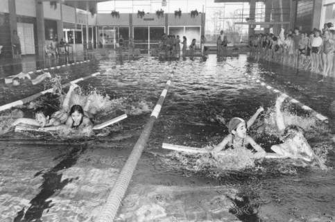 ARH Slg. Bartling 402, Kinder beim Plantschen im Schwimmerbecken des Hallenbades, Neustadt a. Rbge., um 1971