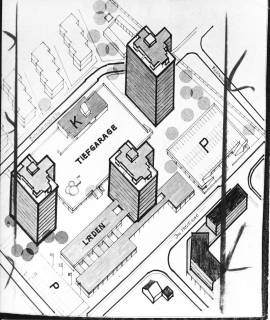 ARH Slg. Bartling 520, Plan für Hochhäuser an der Siemensstraße zwischen Schubertstraße und Im Heidland, 1973