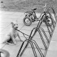 ARH NL Dierssen 1375/0026, Hund und Roller an einem Fahrradständer, Springe