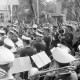Archiv der Region Hannover, ARH NL Mellin 01-149/0009, Blasorchester der Polizei bei einer Festveranstaltung des "Aktionskreis Einkaufsstadt Burgdorf"