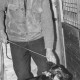 ARH Slg. Bartling 387, August Bolz (ehrenamtl. Leiter) mit Hund im Tierheim