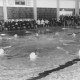 Stadtarchiv Neustadt a. Rbge., ARH Slg. Bartling 416, Eröffnung des Hallenbades mit Schwimmvorführung, um das Becken sitzend und stehend viele Gäste