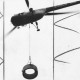 Stadtarchiv Neustadt a. Rbge., ARH Slg. Bartling 1107, Ein Hubschrauber transportiert einen hängenden Betonring für das Fundament eines Aussichtsturms, Steinhuder Meer