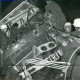 ARH Slg. Bartling 3399, Von der Straße abgekommener, schwer beschädigter LKW, dessen Führerhaus von Feuerwehrleuten unter Einsatz einer Seilwinde bearbeitet wird