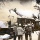 ARH Slg. Bartling 3683, Einsatz der Feuerwehr Neustadt a. Rbge. mit zwei Spritzen beim Brand eines Holzhauses im winterlichen Schnee