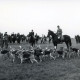 Stadtarchiv Neustadt a. Rbge., ARH Slg. Bartling 3709, Größere Jagdgesellschaft zu Pferde mit Hundemeute (Beagle) auf einer Wiese vor dem Startsignal, Mandelsloh
