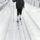 ARH Slg. Bartling 4074, Friedrich Duensing vom Ski-Club Eilvese auf Langlaufskiern in der Loipe des frisch gefallenen Schnees, Eilvese