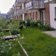 ARH Slg. Bürgerbüro 228, Blick auf die Balkone und Gärten eines Wohngebäudes, Marienwerder