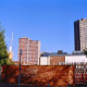 ARH Slg. Bürgerbüro 390, Blick auf einen Turm des Heizkraftwerkes, die ehemalige Lindener Brauerei (Abriss Mitte 2000) und die Hochhäuser des Ihmezentrums, Linden