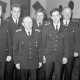 ARH Slg. Weber 02-028/0014, Gruppenfoto der Feuerwehr Gehrden mit v.l. Ortsbrandmeister Klaus Blank, Wilfried Fritschen, Friedrich Rascher, Achim Flohr, N.N., Ernst Grastorf und N.N.