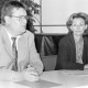 Archiv der Region Hannover, ARH Slg. Weber 02-045/0019, SPD-Vorsitzender Michael Runge aus Gehrden und Hiltrud Schröder im Bürgersaal des Rathauses, Gehrden